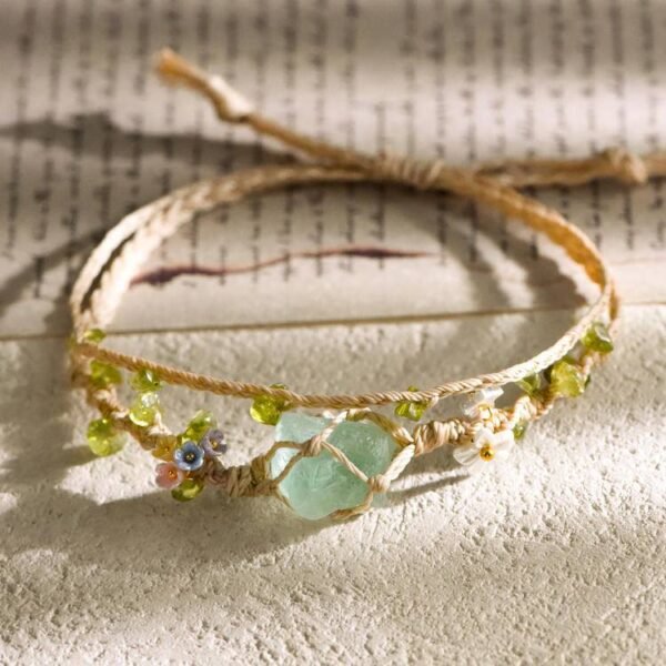 CRYSTAL RAW STONE WOVEN BRACELET